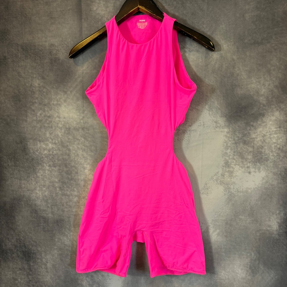 Skims Fits Everybody Bodysuit Women Medium Neon Pink Romper